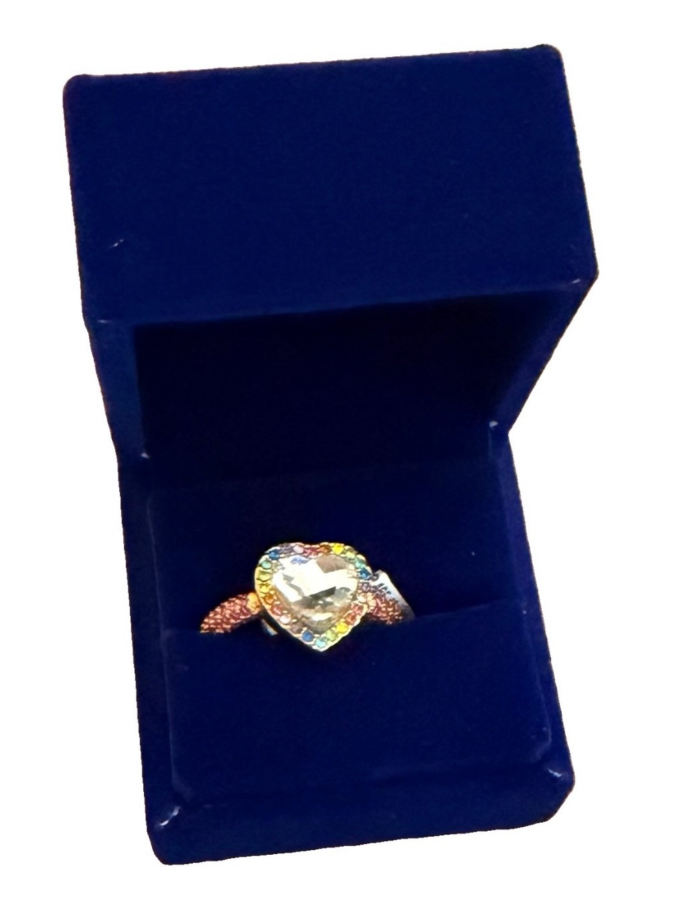 Kurt Geiger Crystal Heart Gold Ring Size 9 NWT